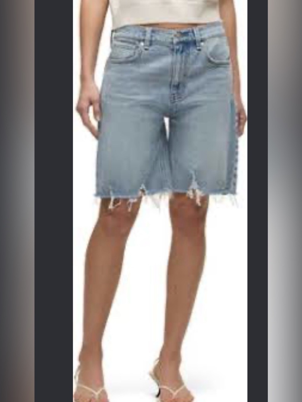 Hudson Jeans Light Blue Frayed Hem Bermuda Shorts